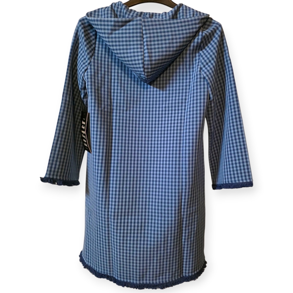NWT Tuckernuck Hooded Check Dress With Bell Sleeves - Picture 4 of 7